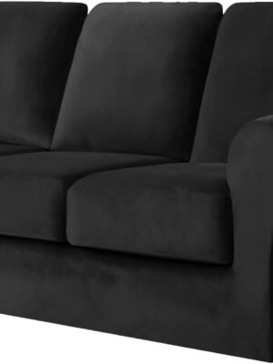 7 Piece  Sofa Cover Stretch, for 1 Base Cover, 3 Seat Cushion Covers and 3 Backrest Covers, for Living Room Furniture Couch Cover Thicker Velvet Fabric (Black)