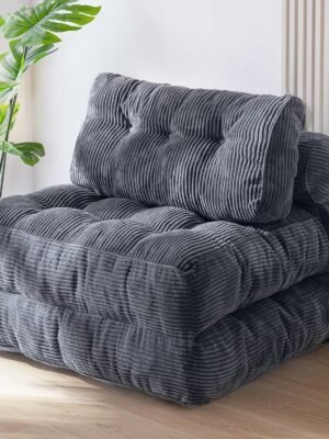 Folding Sofa Bed, Convertible Sleeper Chair with Pillow Foldable Mattress with Back Support, Portable Fold Out Chair Bed Comfy Floor Sofa Lounge for Living Room Bedroom, Dark Grey, Single