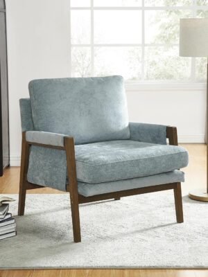 Velvet Accent Armchair, Blue